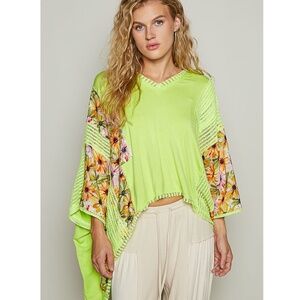 POL Lime Green Floral Top